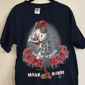 Vintage Navy Blue Mark McGwire Graphic MLB T-Shirt